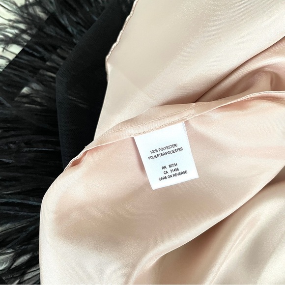 NWOT BCBG MaxAzria Black Lace and Feather Tiered Evening Dress - Picture 11 of 13